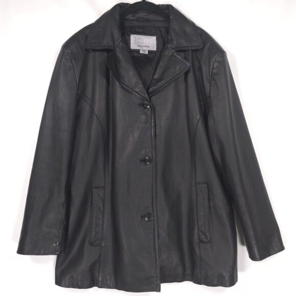 WILSONS LEATHER MAXIMA Women’s Jacket 2XL Black 3 Button Front VINTAGE Y2K